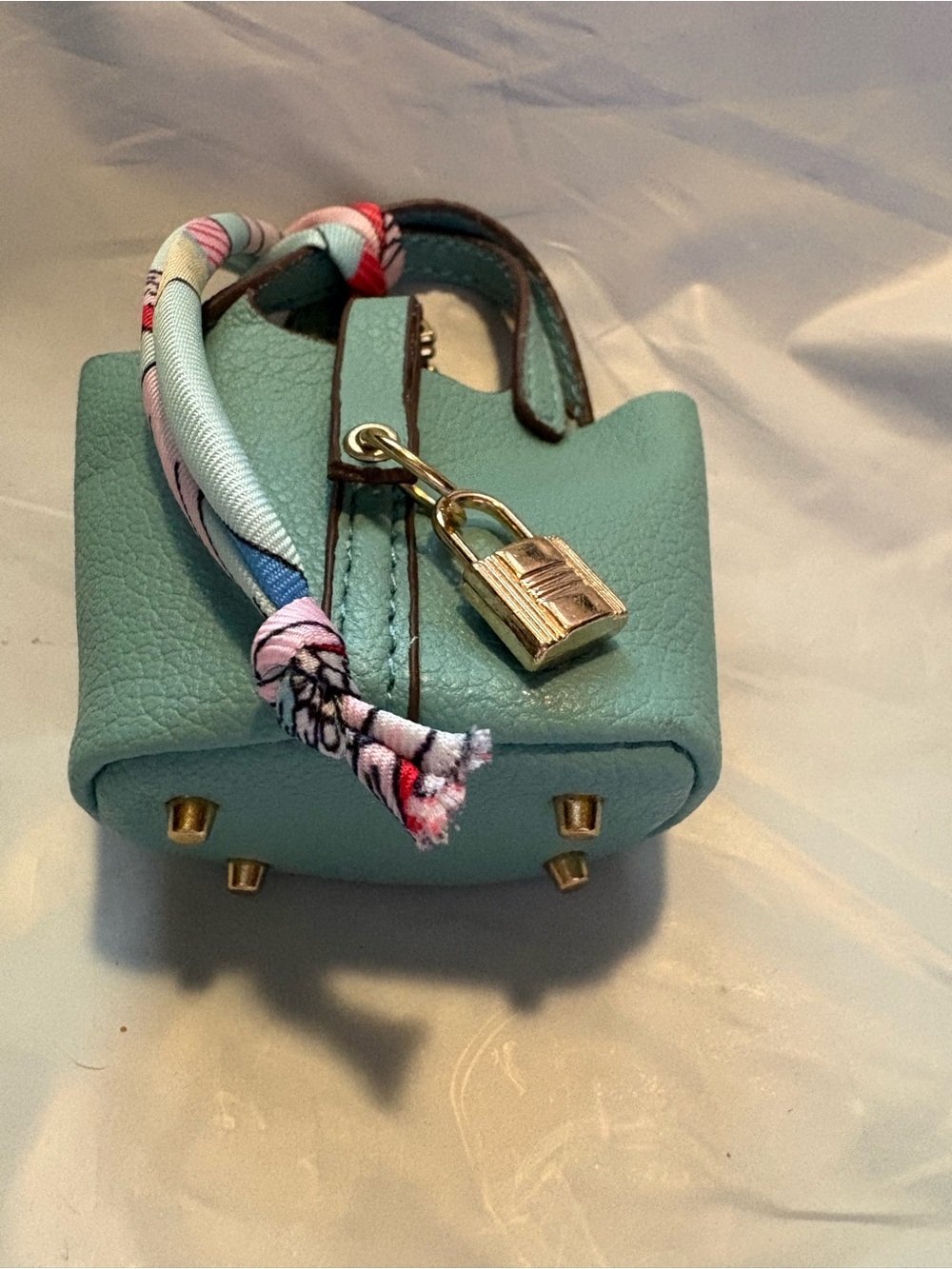 Bag Charms - Mini Blue/Turquoise Leather Handbag Charm with Gold Lock 3/$18